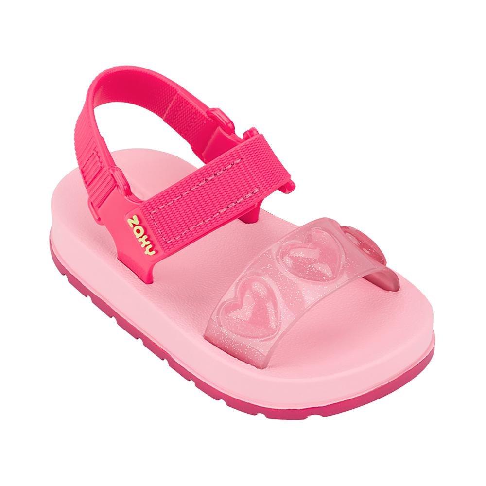 Sandália Zaxynina Kids Love Glitter Menina Infantil Rosa 4