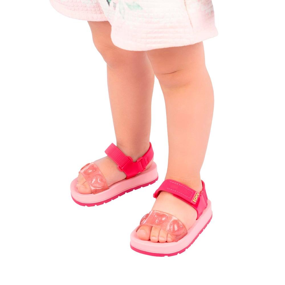 Sandália Zaxynina Kids Love Glitter Menina Infantil Rosa 5