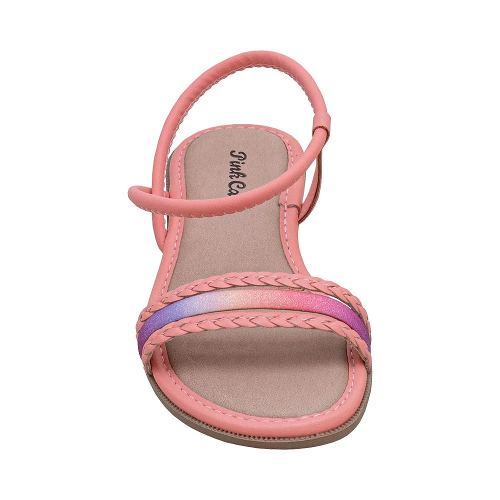 Rasteira Pink Kids Tiras Trançadas Glitter | Pink Cats Rosa 8