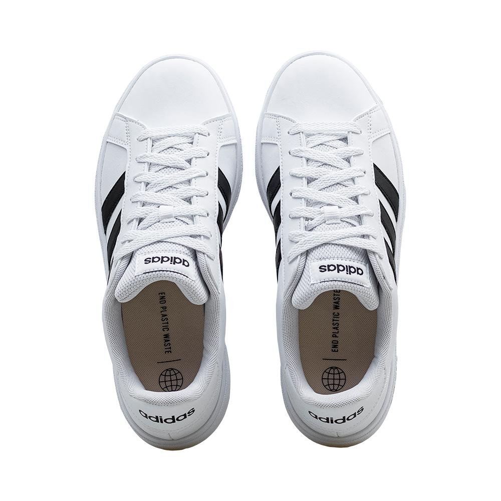 Tênis Casual Branco e Preto Grand Court Base II | Adidas Branco 5
