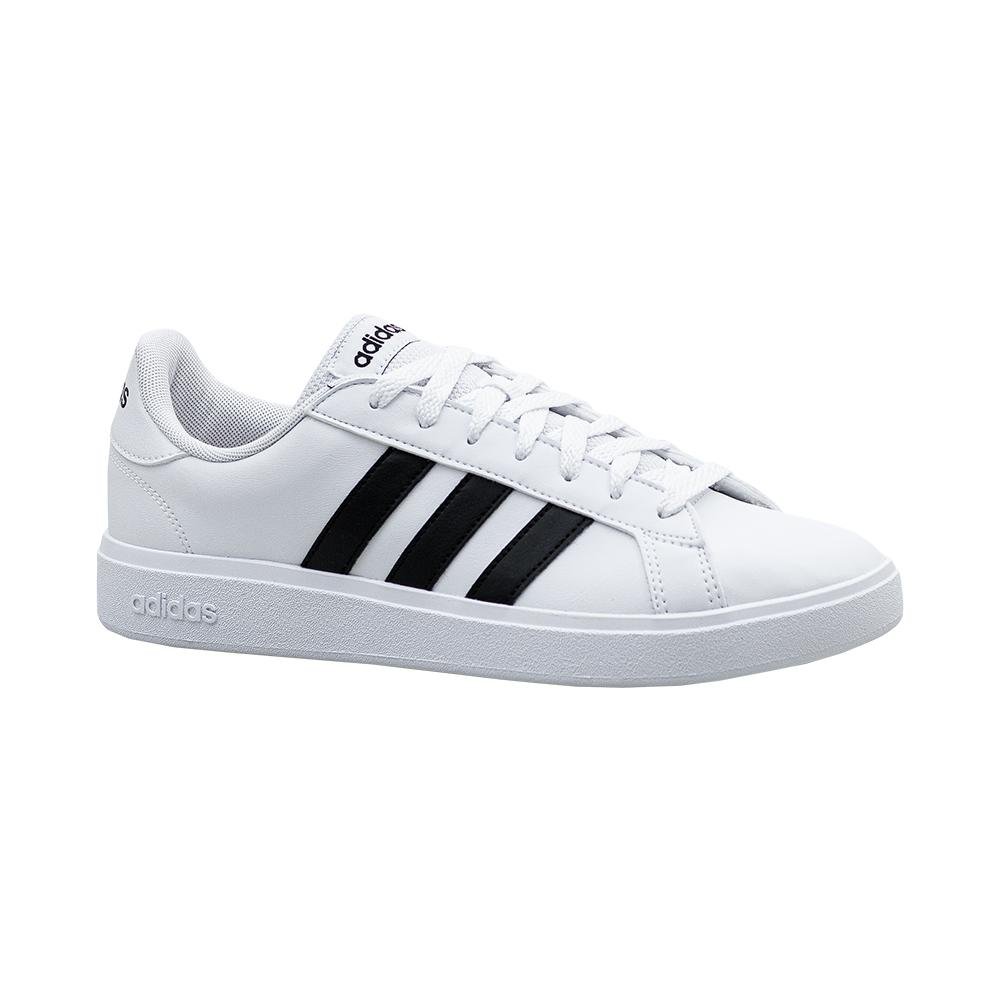 Tênis Casual Branco e Preto Grand Court Base II | Adidas Branco 7
