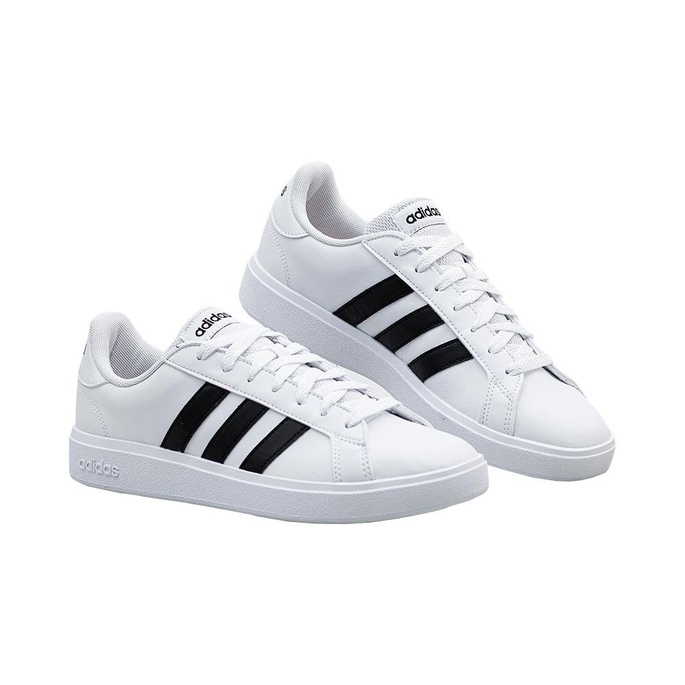 Tênis Casual Branco e Preto Grand Court Base II | Adidas Branco 8