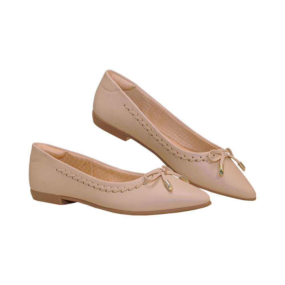 Sapatilha Champagne Bico Fino Detalhe Lateral | Comfort Rosa 2