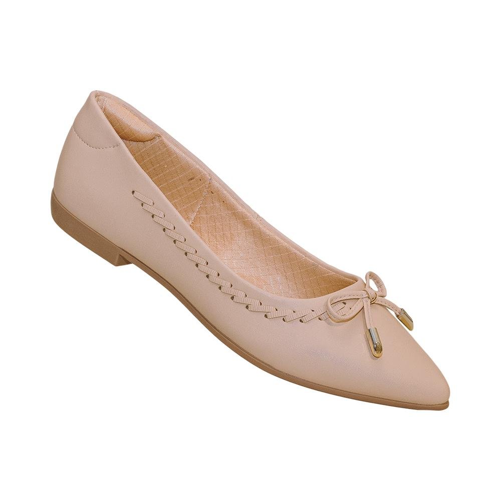 Sapatilha Champagne Bico Fino Detalhe Lateral | Comfort Rosa 6
