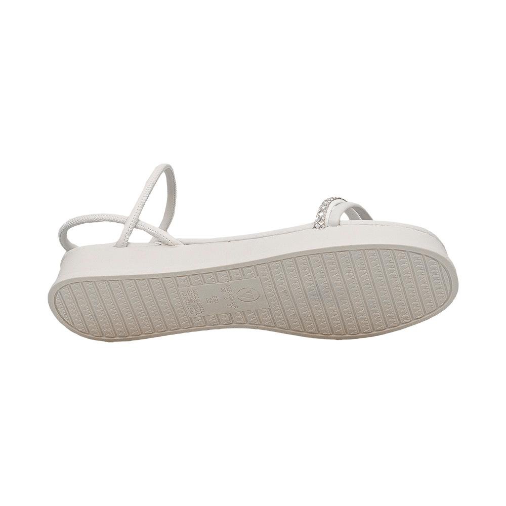Sandália Nude Duas Tiras Strass Fechamento Tornozelo | Comfort Branco 4