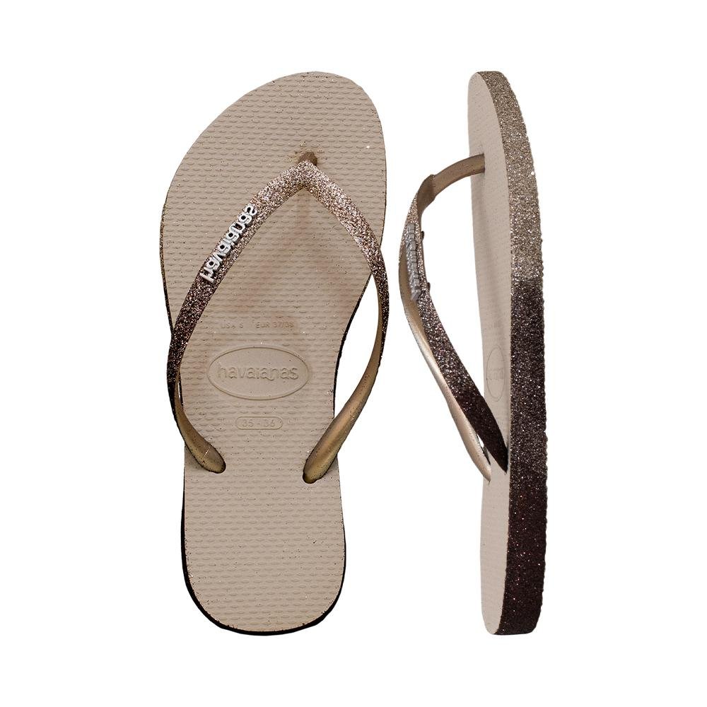 Chinelo Slim Pau Brasil Sparkle Me | Havaianas Bege 9