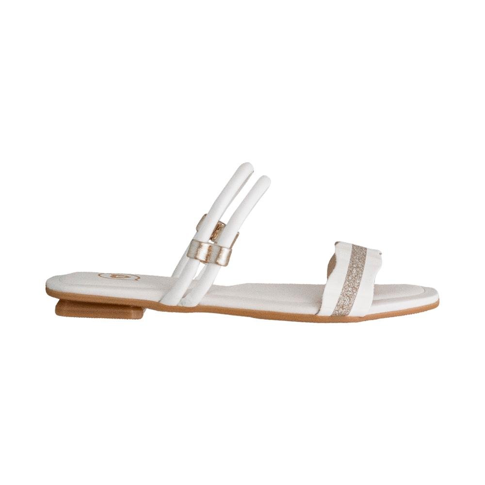 Rasteira Branca e Dourada Kids Calce Fácil | Molekinha Branco 3