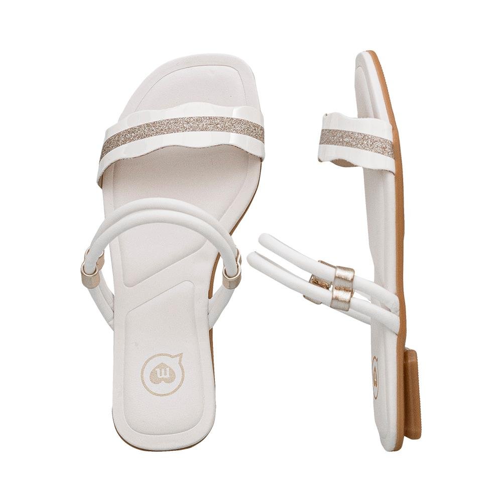 Rasteira Branca e Dourada Kids Calce Fácil | Molekinha Branco 4