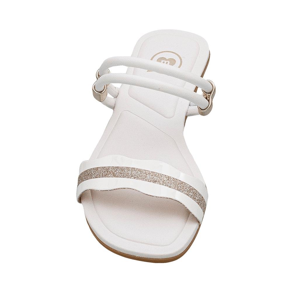 Rasteira Branca e Dourada Kids Calce Fácil | Molekinha Branco 5