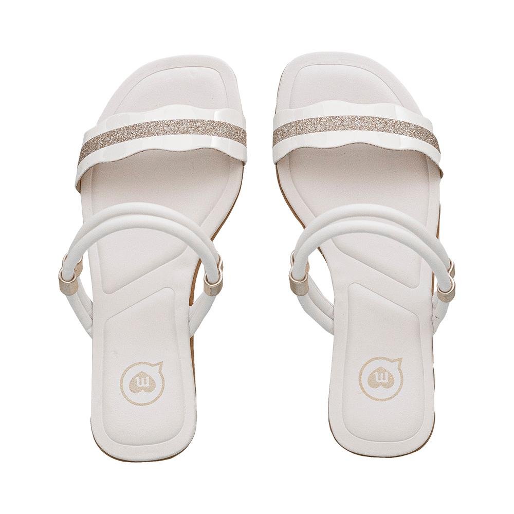 Rasteira Branca e Dourada Kids Calce Fácil | Molekinha Branco 7