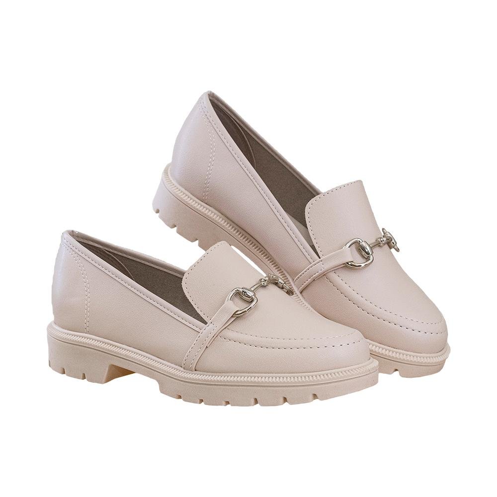 Sapatilha Creme Solado Tratorado | Beira Rio Branco 5