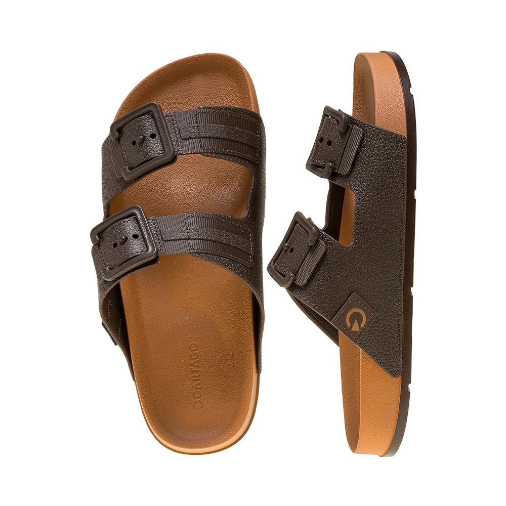 Chinelo Slide Bege e Marrom Milão II | Cartago Marrom 3