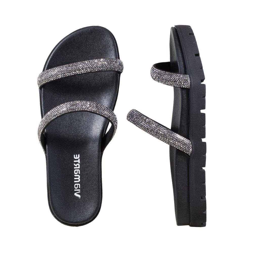 Papete Rouge Duas Tiras Strass | Via MarteINO 23-17218-VIA ROUGE Preto 6