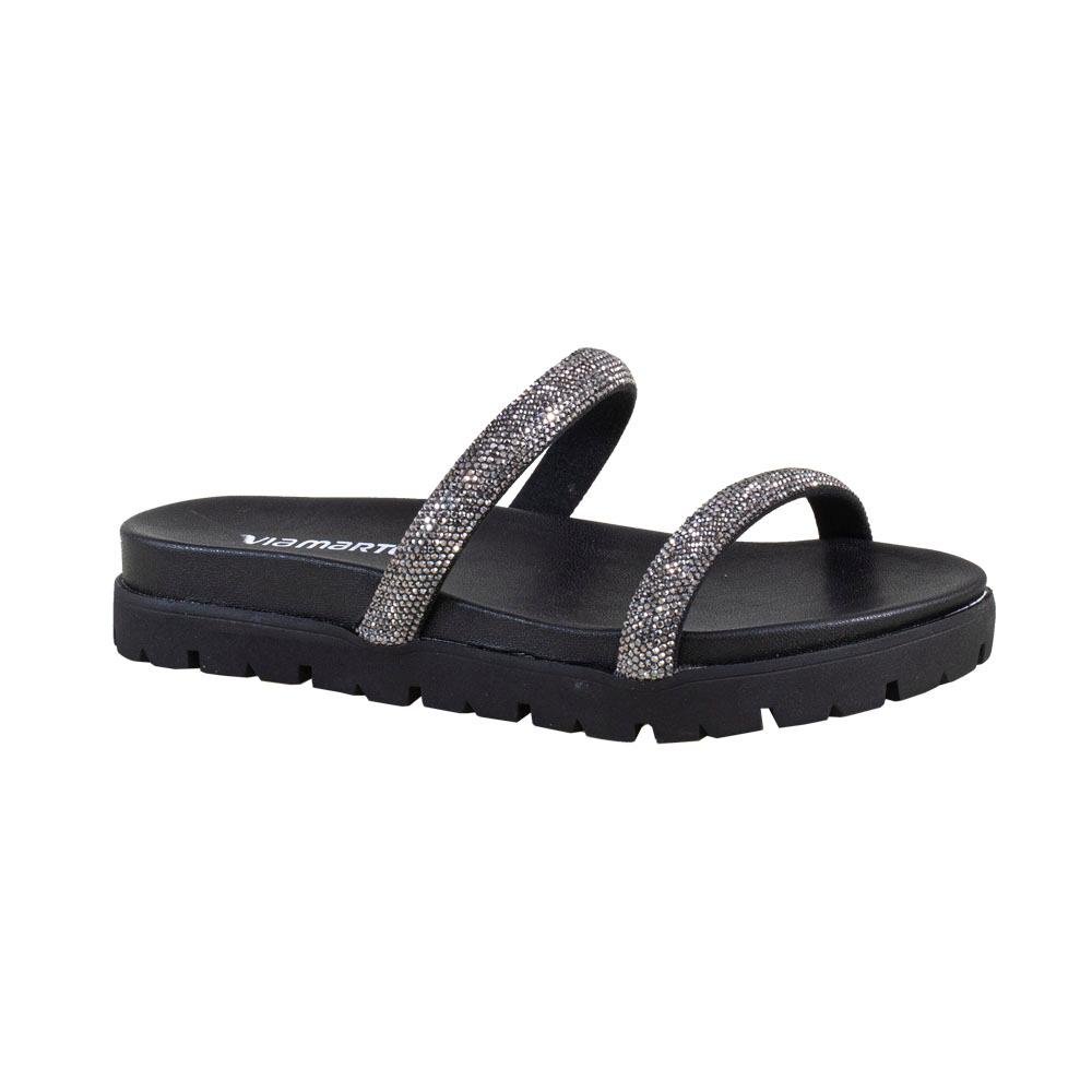 Papete Rouge Duas Tiras Strass | Via MarteINO 23-17218-VIA ROUGE Preto 7