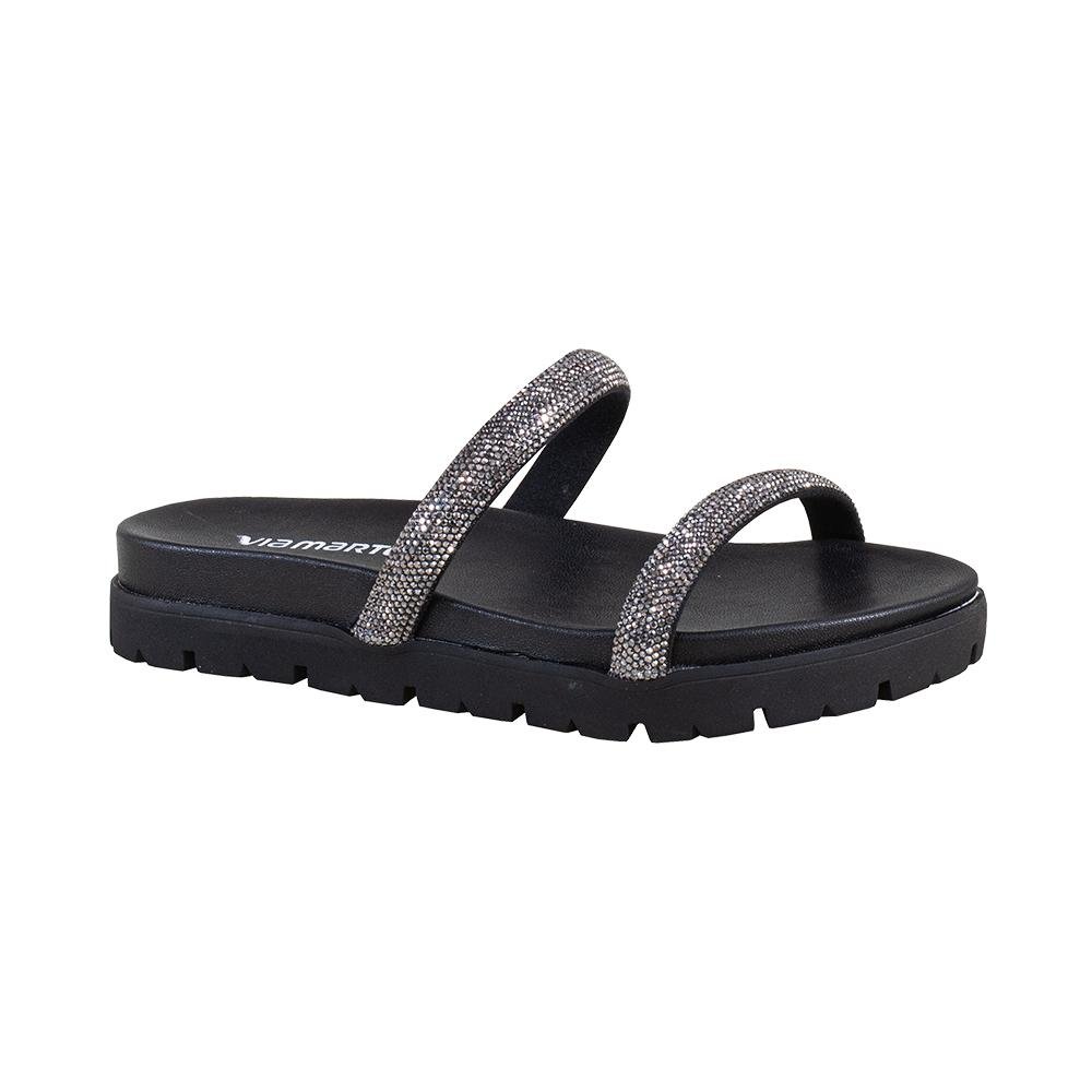 Papete Rouge Duas Tiras Strass | Via MarteINO 23-17218-VIA ROUGE Preto 3