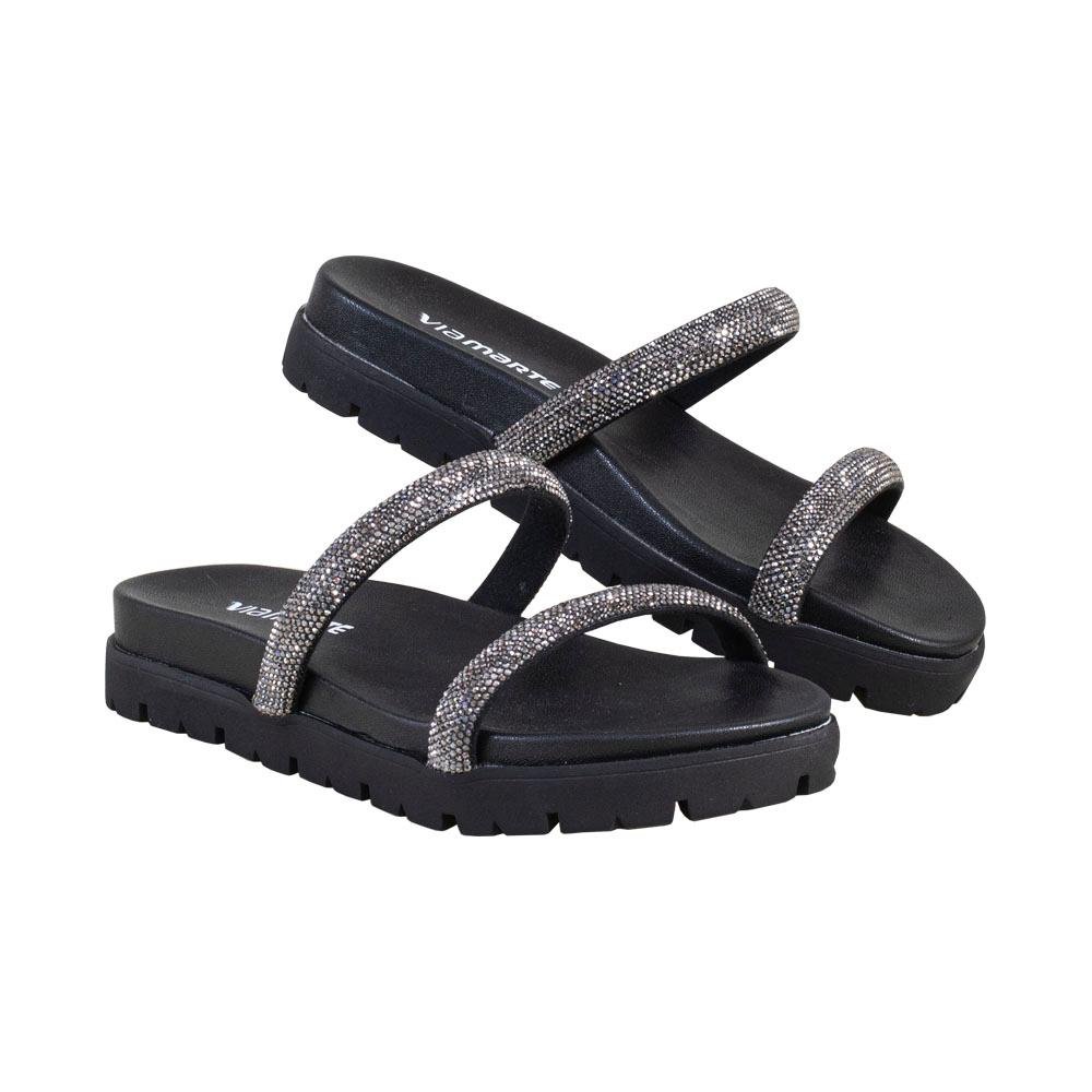 Papete Rouge Duas Tiras Strass | Via MarteINO 23-17218-VIA ROUGE Preto 4