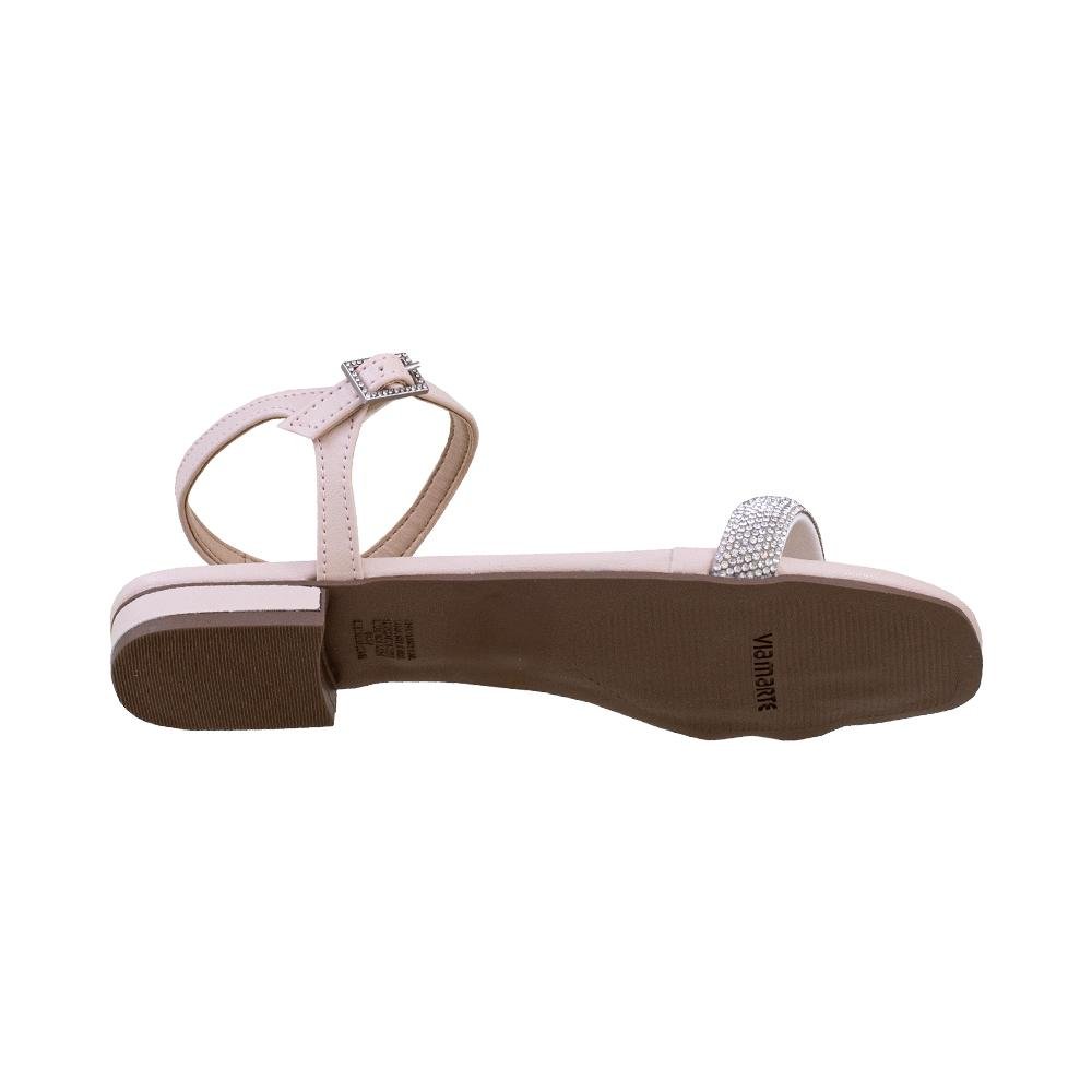 Sandália Macadâmia Tira Strass Salto Baixo | Via Marte Bege 3