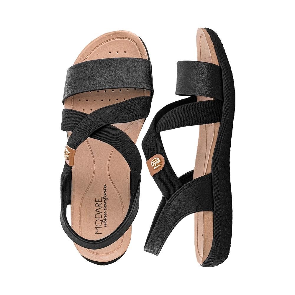 Sandália Nude Ouro Rosado Tiras Conforto | Modare Preto 3