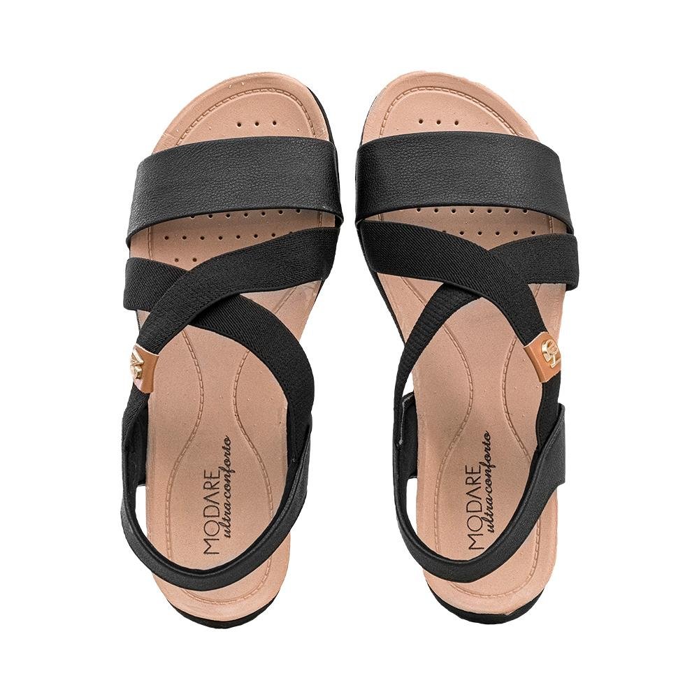 Sandália Nude Ouro Rosado Tiras Conforto | Modare Preto 7