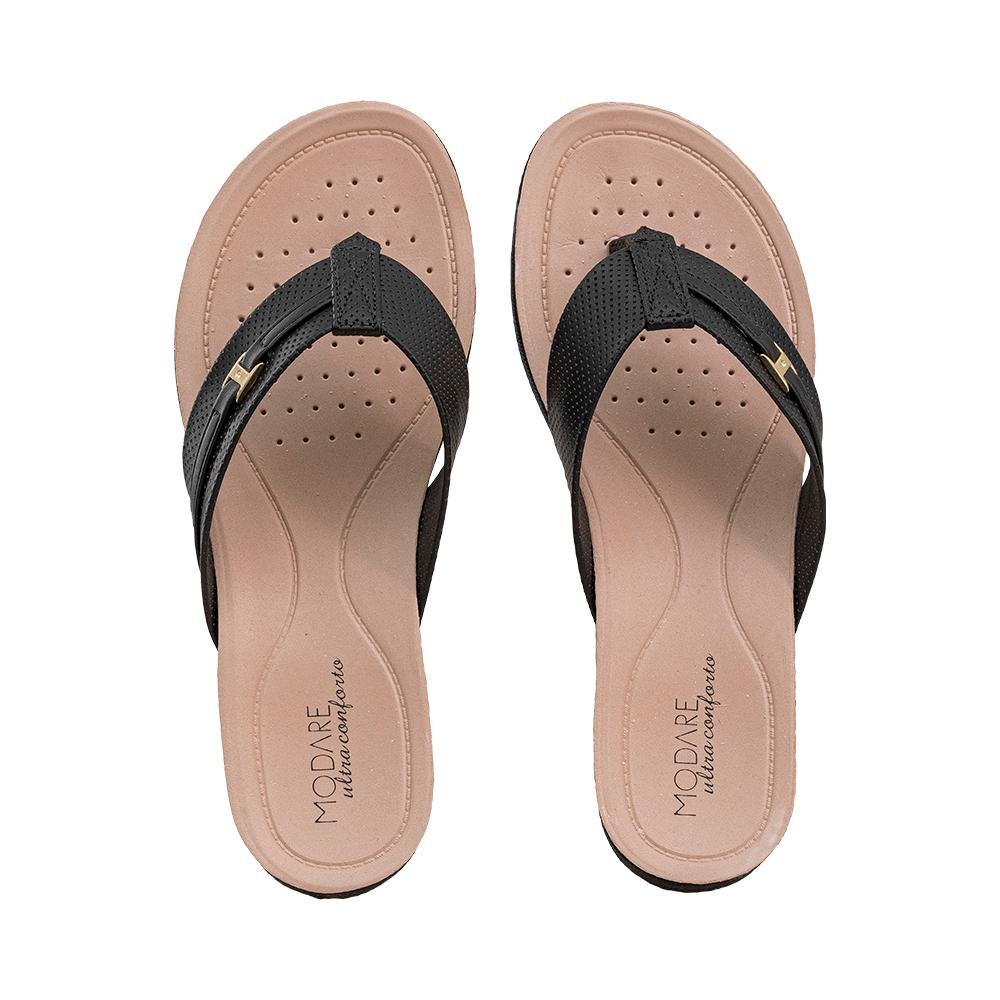 Sandália Preto Tira Entre Dedos Texturizada Fivela | Modare Preto 2