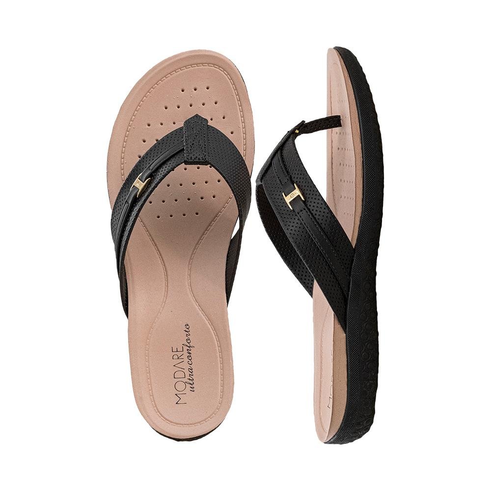 Sandália Preto Tira Entre Dedos Texturizada Fivela | Modare Preto 7