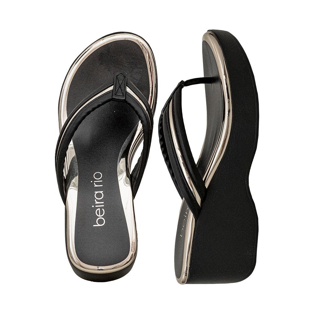 Tamanco Plataforma Nude e Ouro Rosado Borda Metalizada | Beira Rio Preto 2