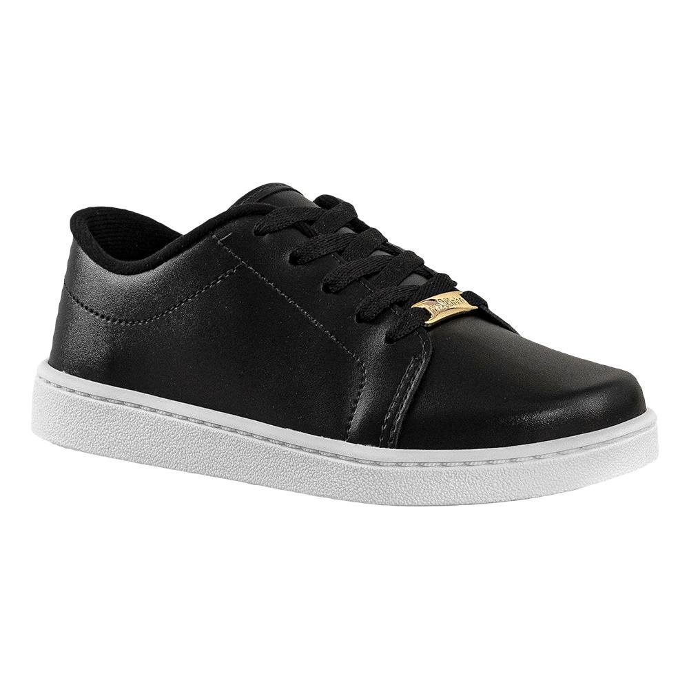 Tênis Casual Branco Kids Liso | Molekinha Preto 1