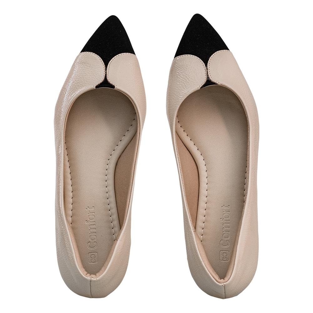 Sapatilha Creme e Preto Detalhe Frontal | Comfort Bege 2