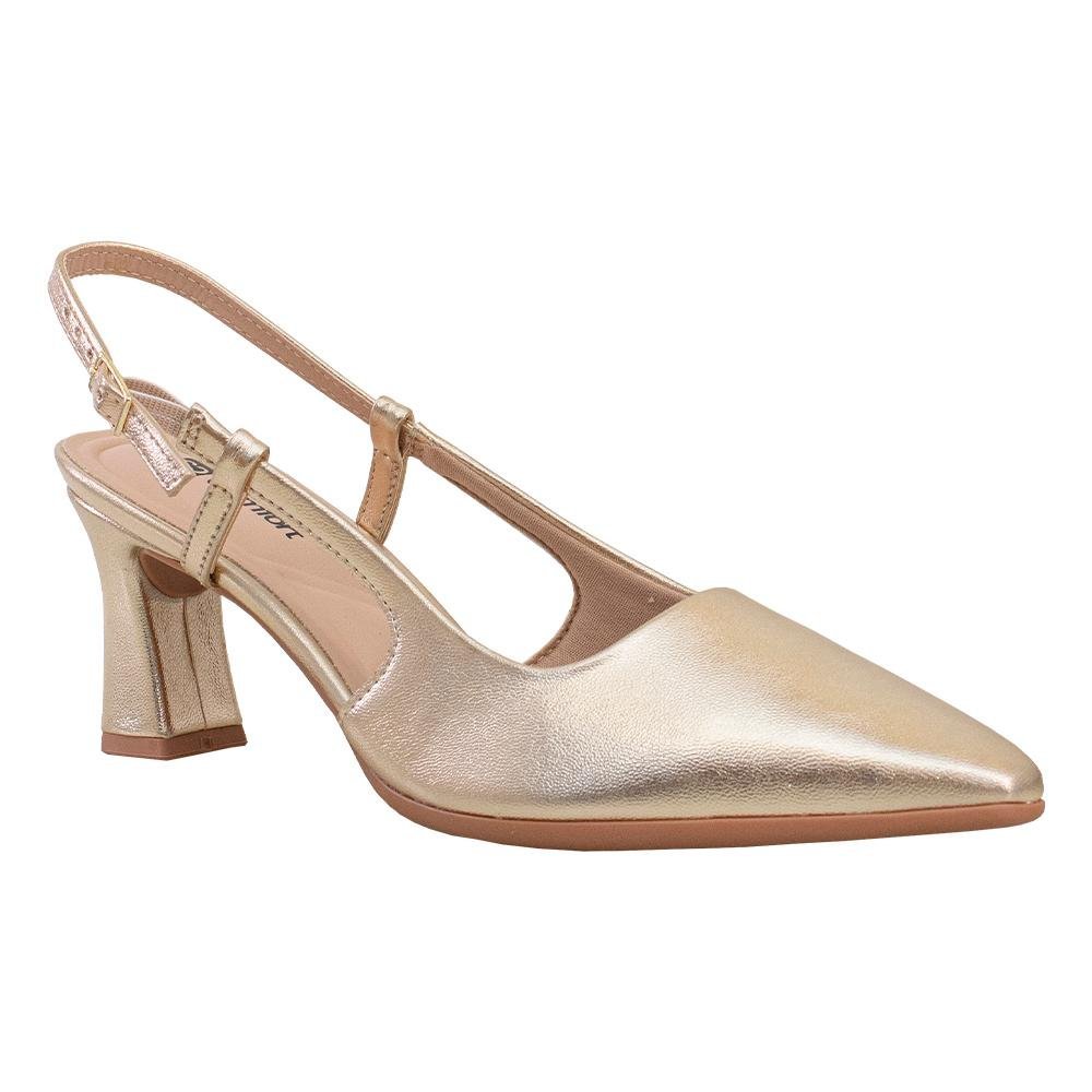 Scarpin Preto Fechamento Regulável | Comfort Dourado 1