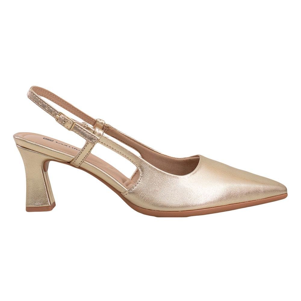 Scarpin Preto Fechamento Regulável | Comfort Dourado 3