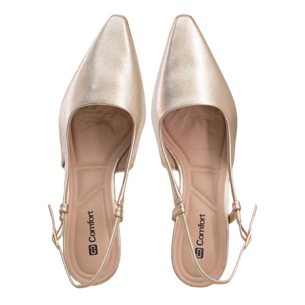 Scarpin Preto Fechamento Regulável | Comfort Dourado 5