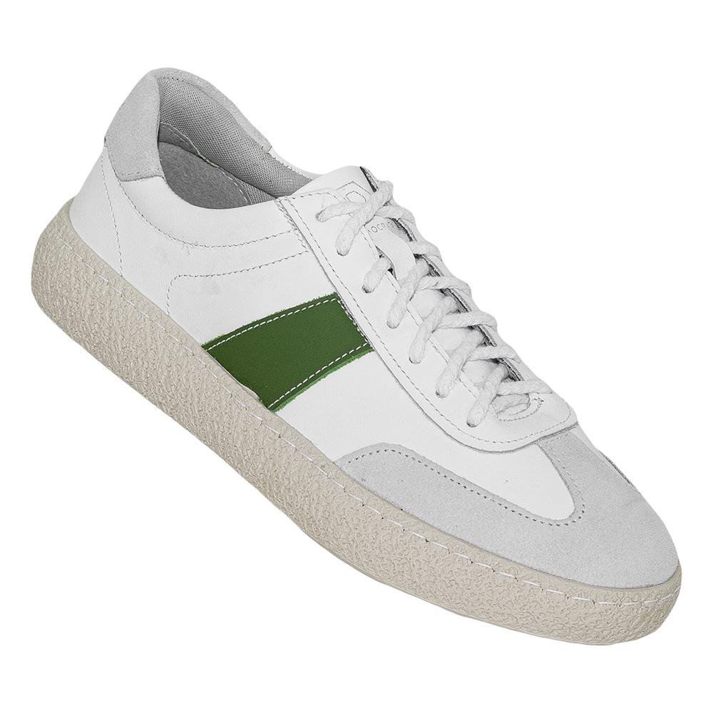 Sapatênis Branco e Verde Entressola Texturizada | Democrata Branco 6