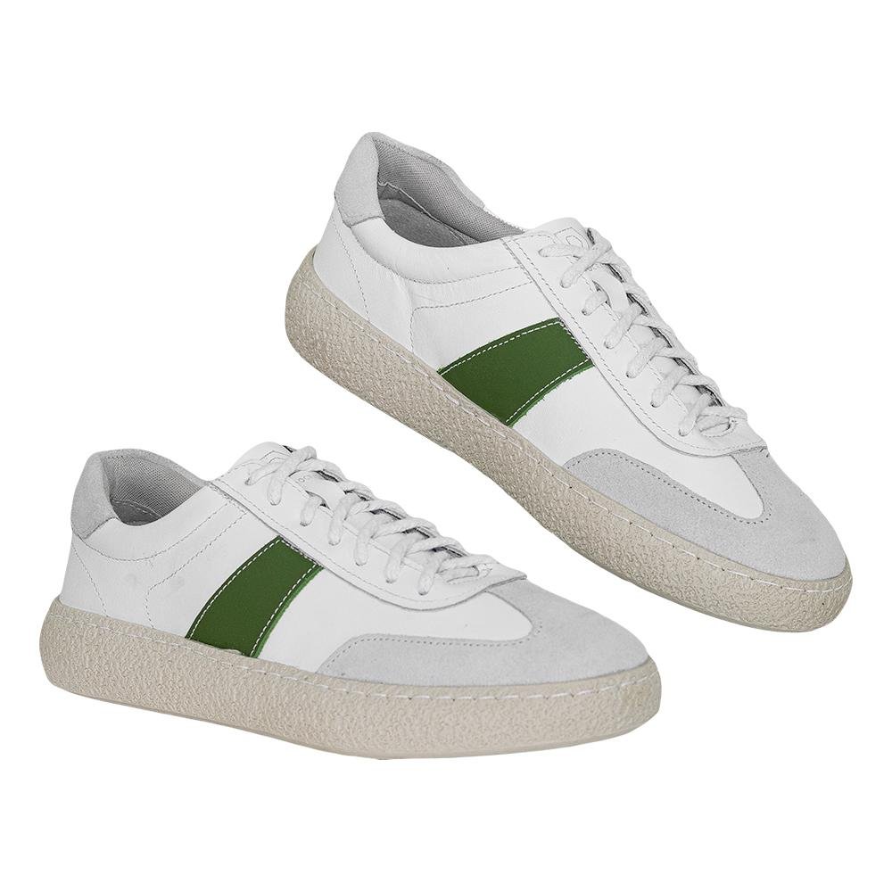 Sapatênis Branco e Verde Entressola Texturizada Democrata Branco 8