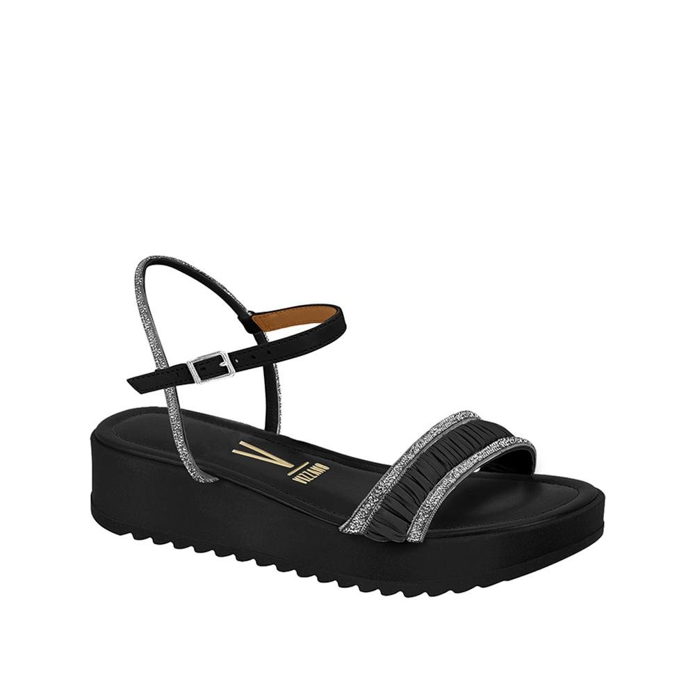 Sandália Preto Detalhes Brilhosos | Vizzano