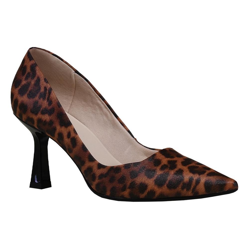 Scarpin Feminino Salto Fino Comfort Onça 1