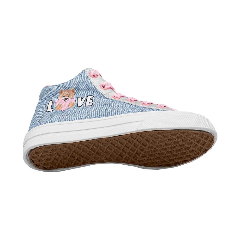 Tênis Cano Alto Kids Jeans Claro Love | Blitz Jeans Claro 2