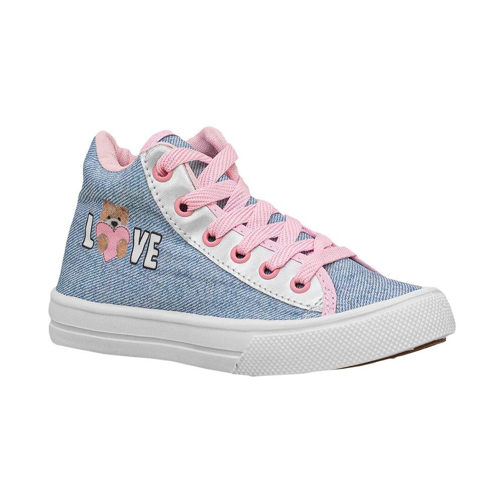 Tênis Cano Alto Kids Jeans Claro Love | Blitz Jeans Claro 3