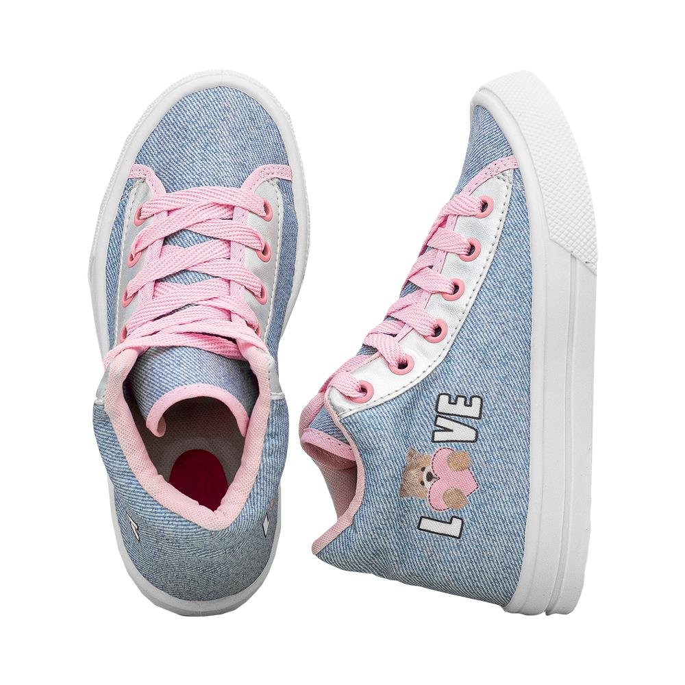 Tênis Cano Alto Kids Jeans Claro Love | Blitz Jeans Claro 4