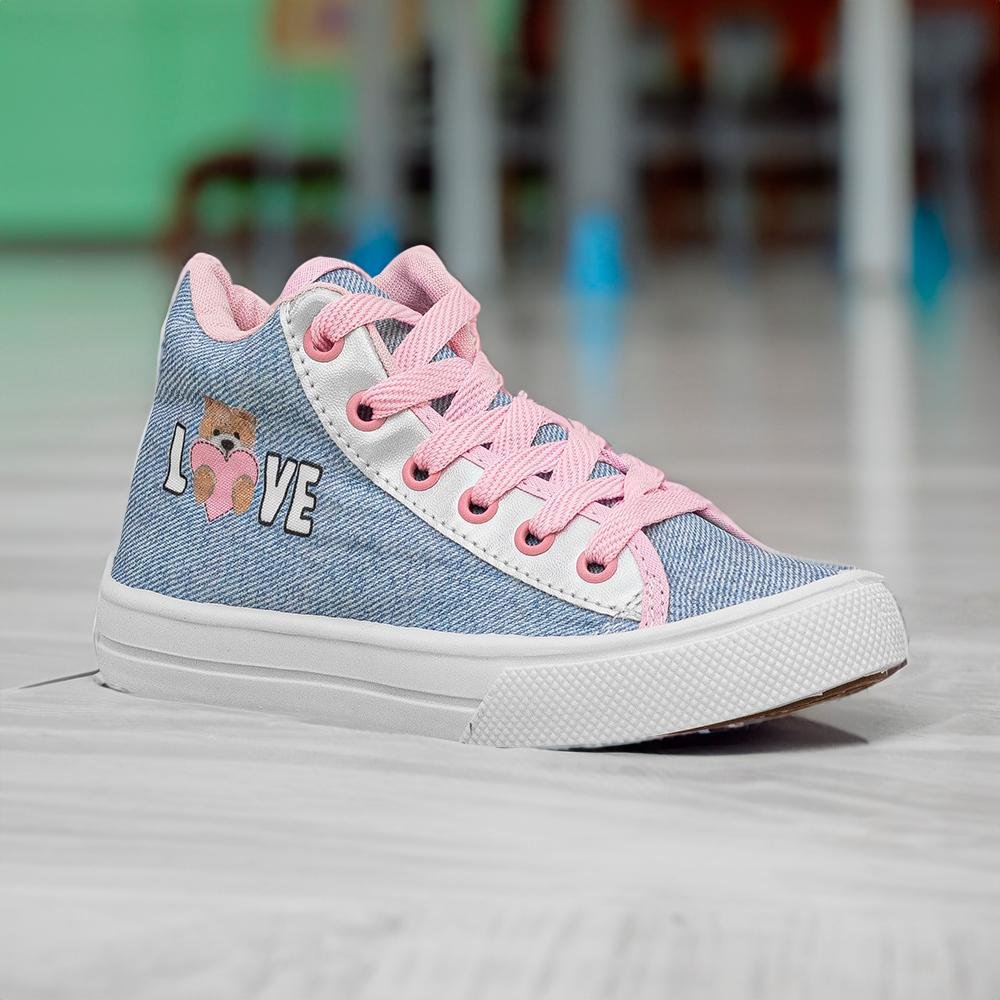 Tênis Cano Alto Kids Jeans Claro Love | Blitz Jeans Claro 5