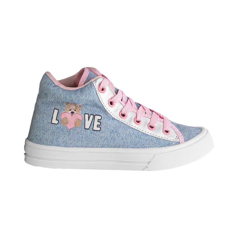 Tênis Cano Alto Kids Jeans Claro Love | Blitz Jeans Claro 6