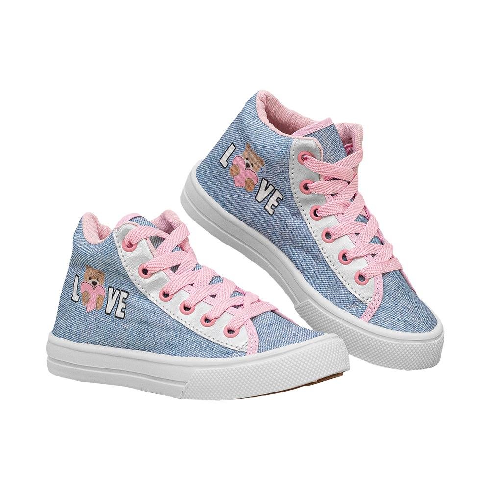 Tênis Cano Alto Kids Jeans Claro Love | Blitz Jeans Claro 9