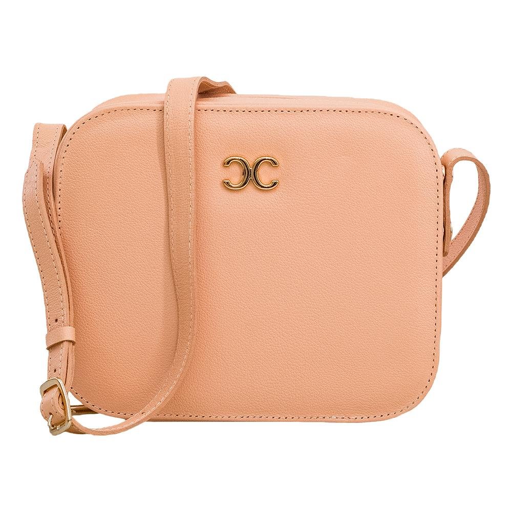 Bolsa Tiracolo Estruturada Zíper Bege