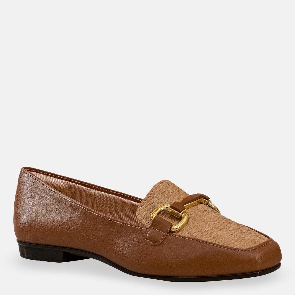 Mocassim Fivela Frontal Off White Marrom 4