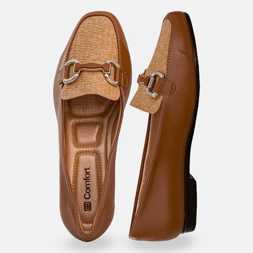 Mocassim Fivela Frontal Off White Marrom 5