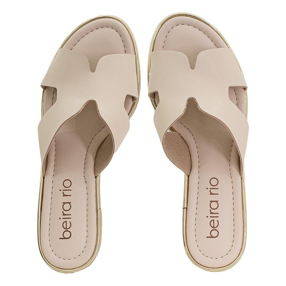 Sandália Creme Tiras Largas Salto Bloco | Beira Rio Areia 6