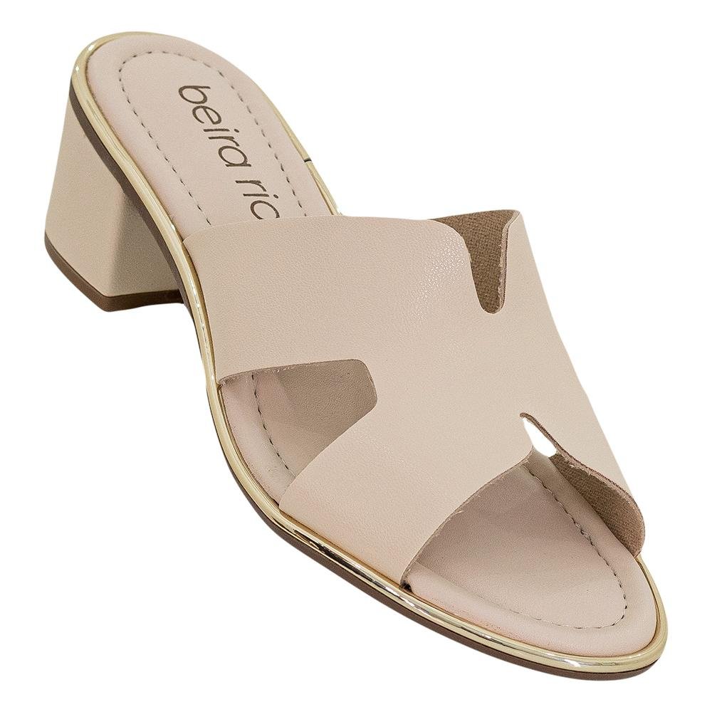 Sandália Creme Tiras Largas Salto Bloco | Beira Rio Areia 8