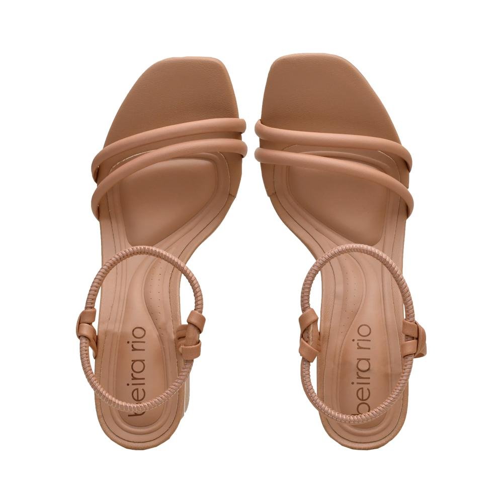 Sandália Rosa Calce Fácil Salto Bloco | Beira Rio Bege 2
