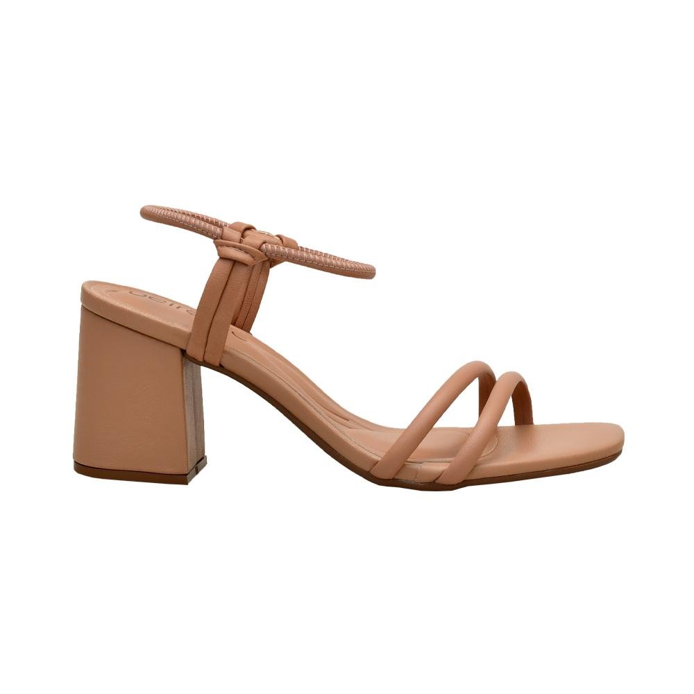 Sandália Rosa Calce Fácil Salto Bloco | Beira Rio Bege 5