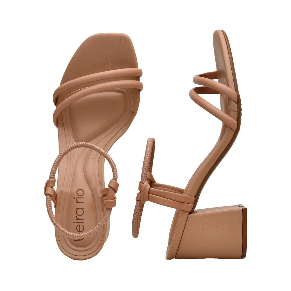 Sandália Rosa Calce Fácil Salto Bloco | Beira Rio Bege 6