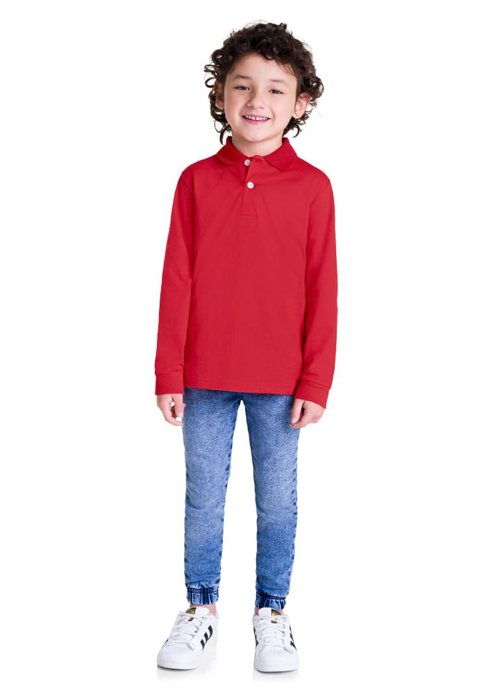 Camisa polo infantil menino com cor lisa Brandili